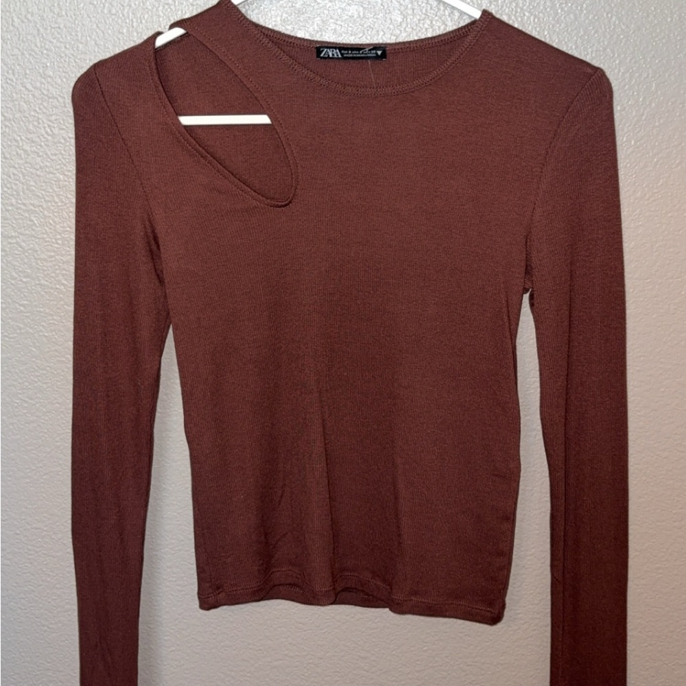 Zara Brown Ribbed Tank Top